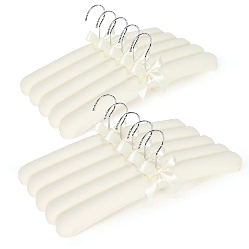 Padded Clothing Hangers Pack of 10, Heavy Duty Fabric Coat Hanger Solid