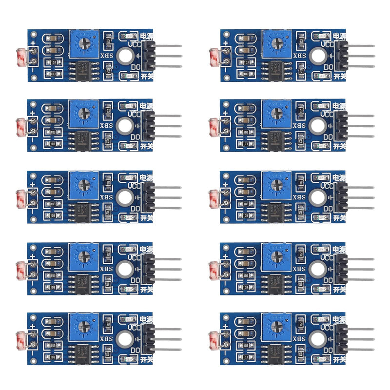 [Australia - AusPower] - DIANN 10pcs LDR Photosensitive Sensor Module 3 Pins 5MM Light Dependent Resistor Sensor Module Digital Light Detection LM393 