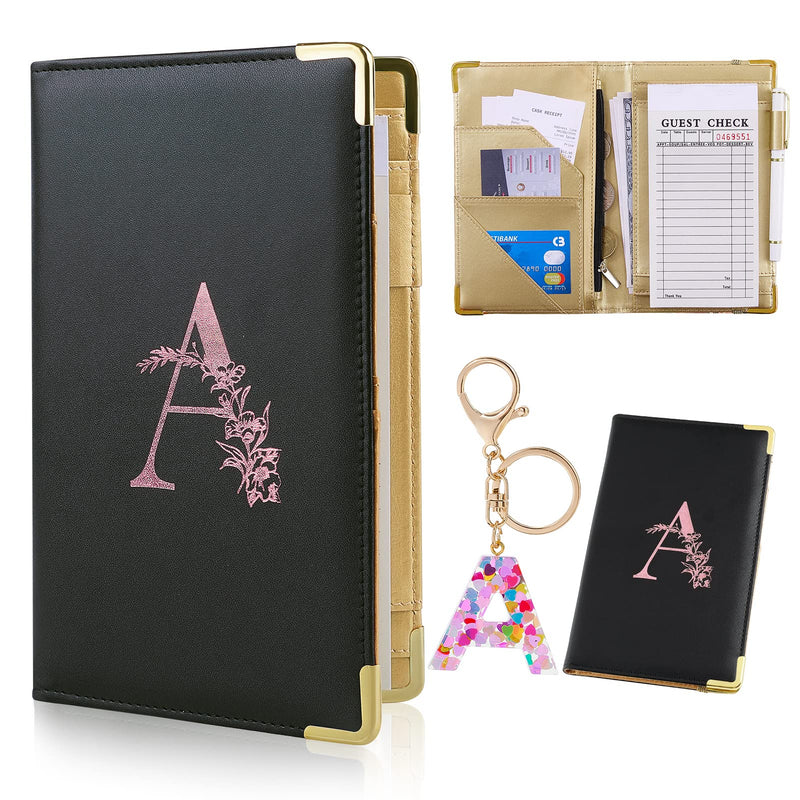 [Australia - AusPower] - FIODAY Server Books Alphabet Waitress Book Cute Waiter Book Zipper Pocket Leather Serving Book with Gift Keychain Guest Check Book Server Note Pads Holder Fits Server Apron A 