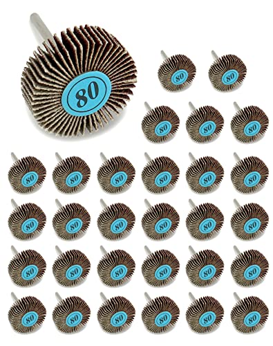 QWORK Pack of 30 Flap Sanders, Flap Sanders, 32 x 10 x 3 mm, 80 Grit for Rotary Tools