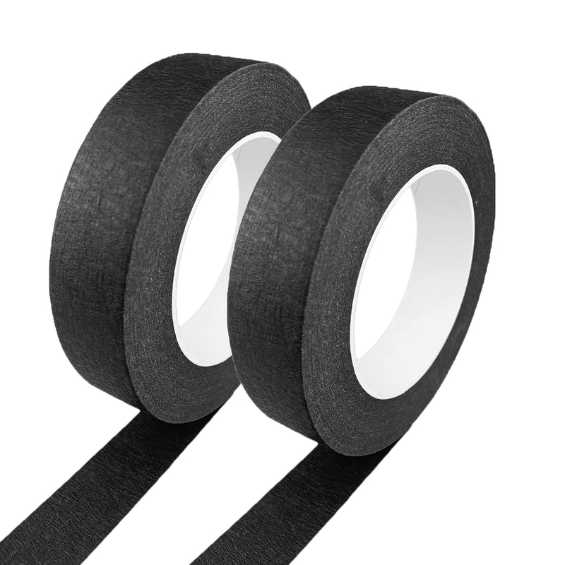 [Australia - AusPower] - Masking Tape 1 Inch, 2 Rolls Painter's Tape 1 Inch x 55 Yards, Painting Adhesive Tape for Painting, Home, Office, School Stationery, Arts, Crafts, Decoration (Black) 1Inch 2 Rolls Black 
