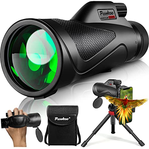 12x60 Monocular Telescope High Powered with Smartphone Adapter Tripod and Portable Bag, Larger Vision Monoculars for Adults with BAK4 Prism & FMC Lens, Suitable for Bird Watching Hiking Travel Black Monocular