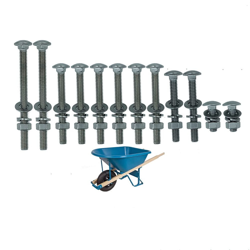 [Australia - AusPower] - 304 Stainless Nuts and Bolts, Carriage Bolts, Wheelbarrow Parts, Wheelbarrow Handles Replacement Kit 