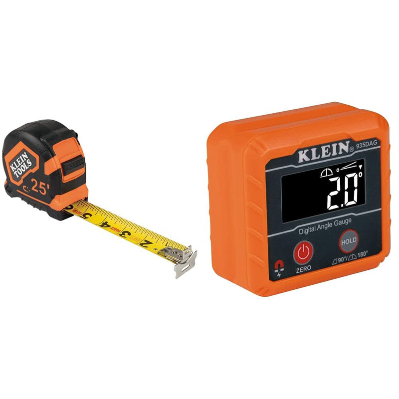 [Australia - AusPower] - Klein Tools Tape Measure (9225) and Digital Angle Gauge (935DAG) Magnetic Double Hook + Level and Angle Gauge 