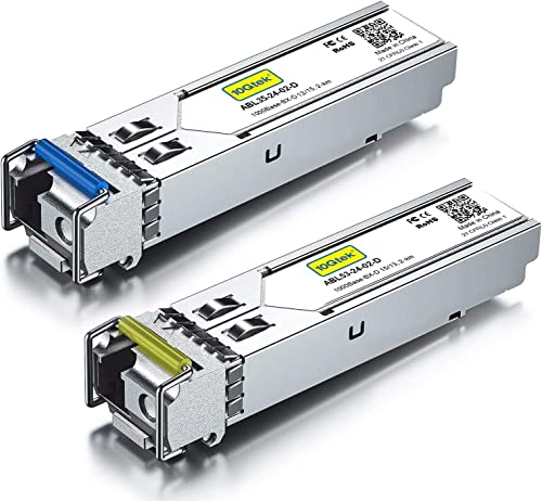 10Gtek One Pair 1Gb SFP Bidi Transceivers 2 km, 1000Base-BIDI Singlemode Simplex LC Module, 1550 nm/1310 nm, DDM, Compatible with Cisco 1000BASE-BX3-U/1000BASE-BX3-D, Ubiquiti UniFi UF-SM-1G-S, Open Switch 6) 1G-Bidi: 2km