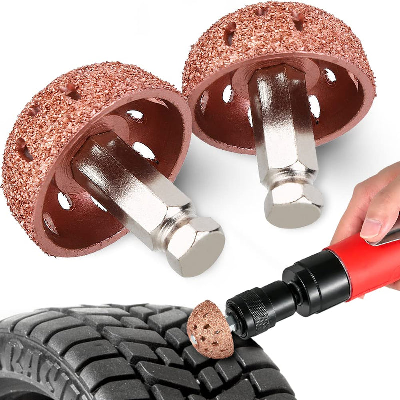 [Australia - AusPower] - Watris Veiyi 2PCS Tungsten Steel Grinding Head, Tire Buffing Wheel, 70 Coarse Grit Buffing Wheel for Tire Repair（9mm/0.35in Linking Rod Thread） 