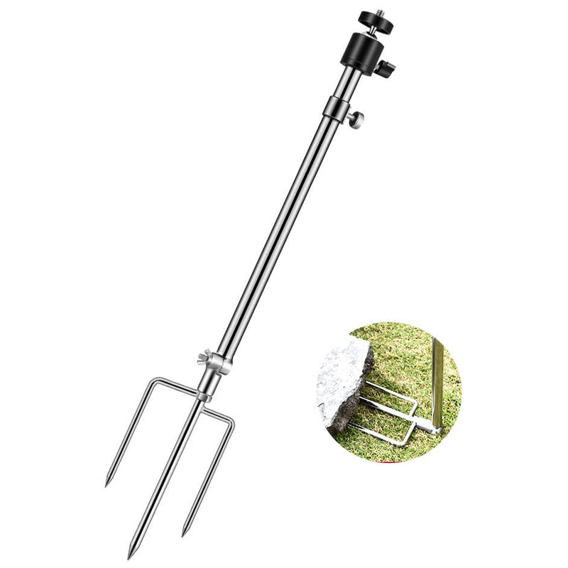 [Australia - AusPower] - 1 Pack Trail & Game Camera Stand Thick Foldable Stainless Steel Bracket 360° Adjustable Universal Thread Connection 1/4''-20 (6 mm) for Trail Camera Deer Cam Accessories Silver 
