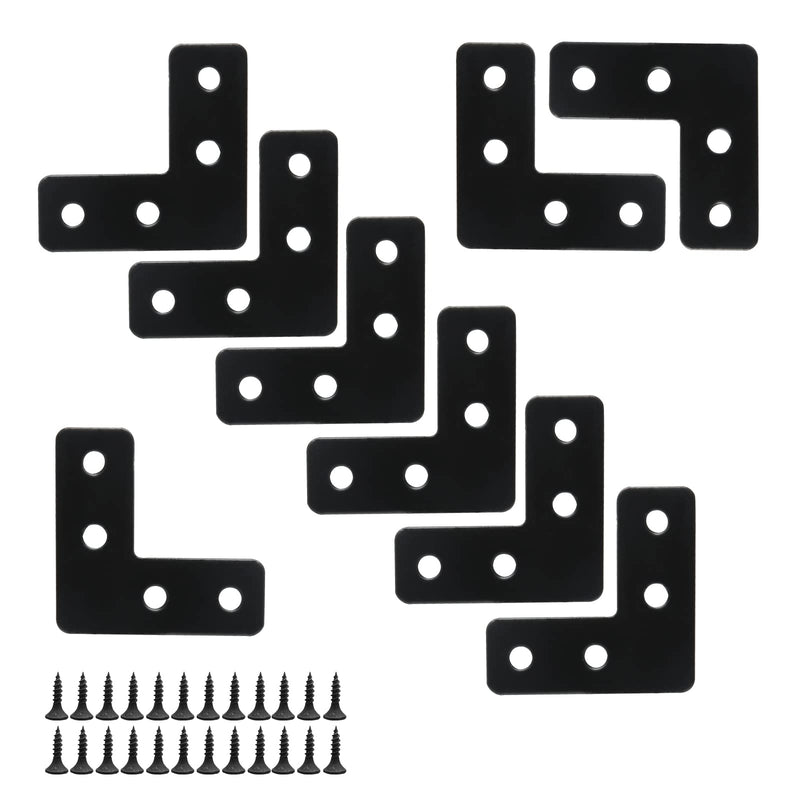 [Australia - AusPower] - Piutouyar Black Stainless Steel L Braces Flat Corner Braces 40mm x 40mm/1.57 x 1.57 Inch Angle Brackets Connector Fixing Repair Joint Bracket for Wood Furniture (20Pcs) 