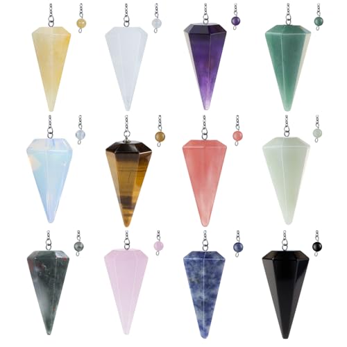 Mixed 9pcs Bulk Pendulum Crystal Reiki Gemstone Quartz Healing Crystals Stones for Spiritual Divination Meditation Chakra Energy Balance Chakra 1