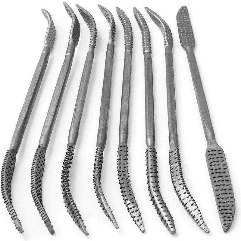 [Australia - AusPower] - CLAHJQX 8pcs Wood Files and Rasps, Wood Carving Kit, Double Ended Riffler Rasp Set, Special Shaped File Set for Woodworking 