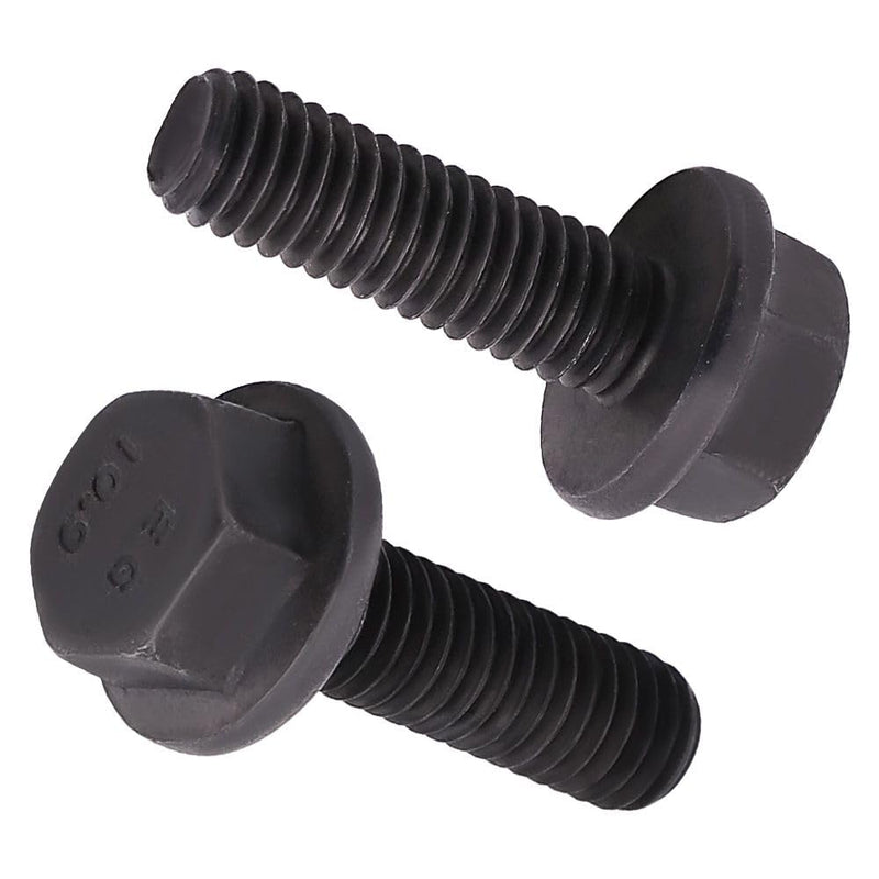 [Australia - AusPower] - M12-1.75 x 45mm (6 pcs) Flanged Hex Bolt Screws Black Oxide Finish, 10.9 Grade Alloy Steel, Large Flange Washer Head Bolt, DIN6921/GB5789, Full Thread M12-1.75 x 45mm 6 