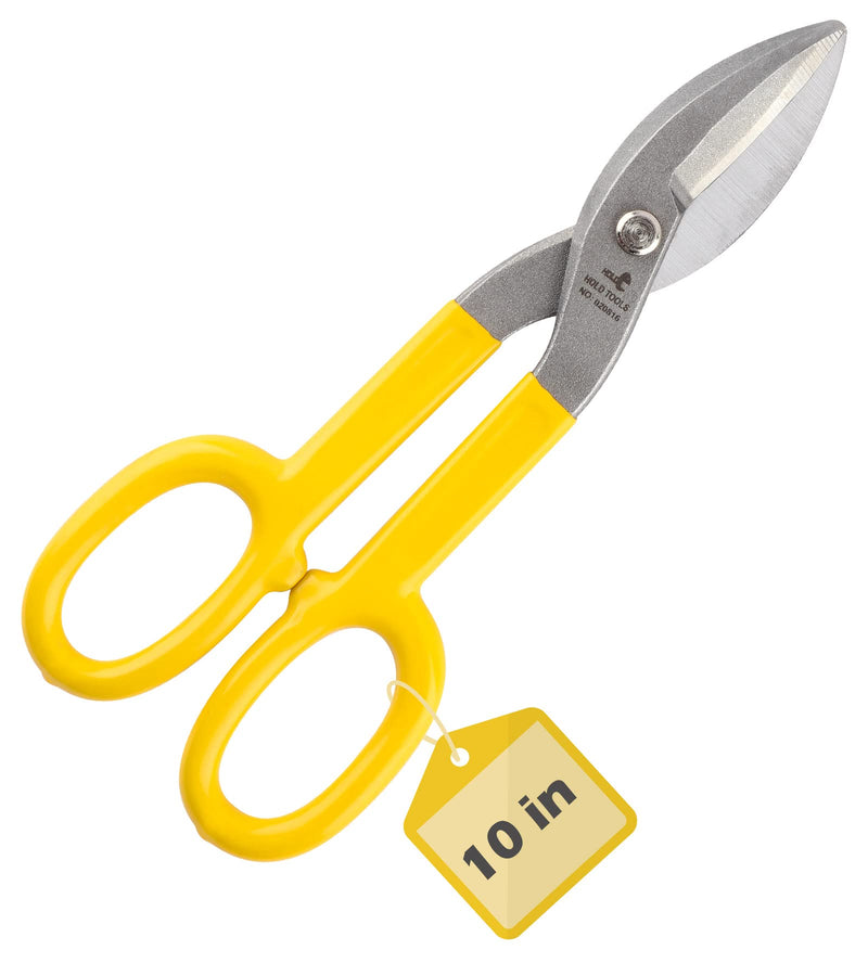 DOWELL 10” Tin Snips Metal Cutters with Flat Blade, with Comfortable Yellow Rubber Handle for DIY Handyman,Roofers, Mechanics, Homeowners 10"