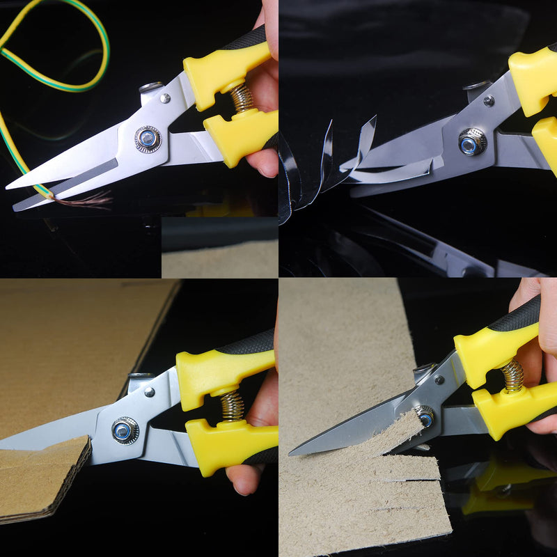 [Australia - AusPower] - Aviation Tin Snips 8 Inch Heavy Duty Metal Cutter, Straight Shears with Stainless Steel Blade & Comfort Grips, Multifunction Cutting of Branches, Cable Wires, Thin Iron, Cardboard etc.. 8 Inch Straight-Blade 
