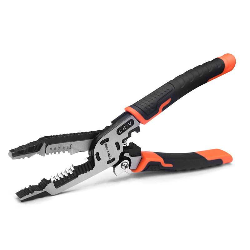 [Australia - AusPower] - TOOLEAGUE 9-in-1 Wire Stripper Tool, Cable Cutters, C-RV Multifunctional Needle Nose Pliers for Electric Cable Stripping Cutting and Crimping 9 in 1 Wire Stripper Tool 