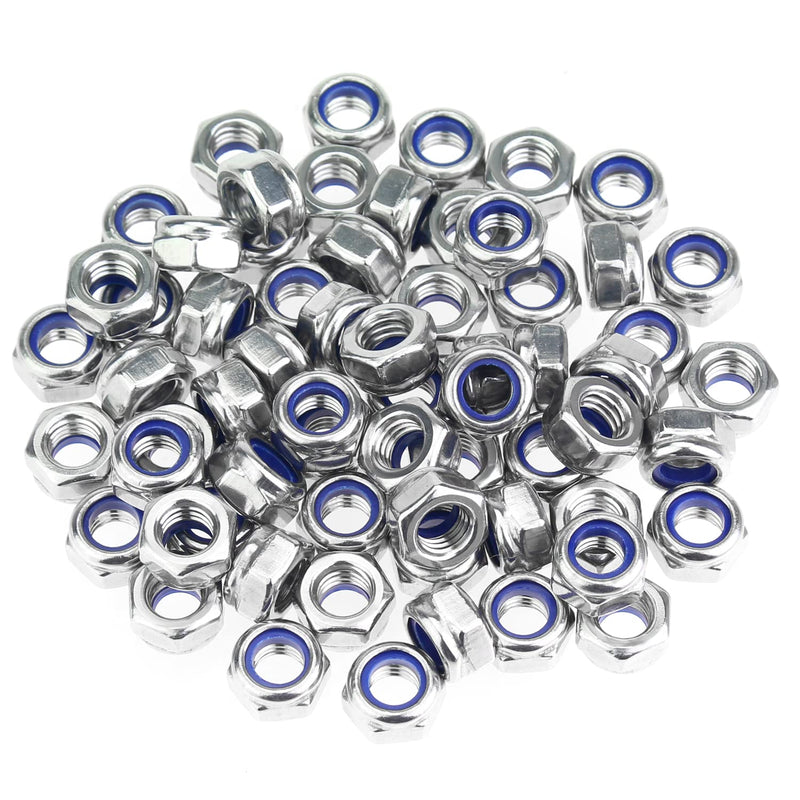 [Australia - AusPower] - 100 Pieces M5 x 0.8mm Nylon Insert Hex Lock Nuts, 304 Stainless Steel (18-8) Locknuts, Coarse Thread ?M5 x 0.8mm (100 PCS) 