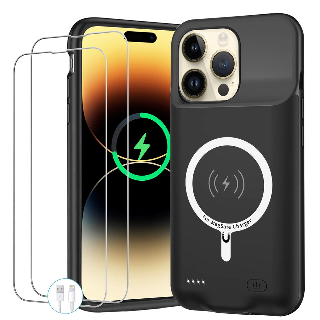 [Australia - AusPower] - Battery Case for iPhone 14 Pro Max, Newest 10800mAh Portable Protective Charging Case with Wireless Charging Compatible with iPhone 14 Pro Max (6.7 inch) Battery Pack Charger Case with Carplay (Black) 