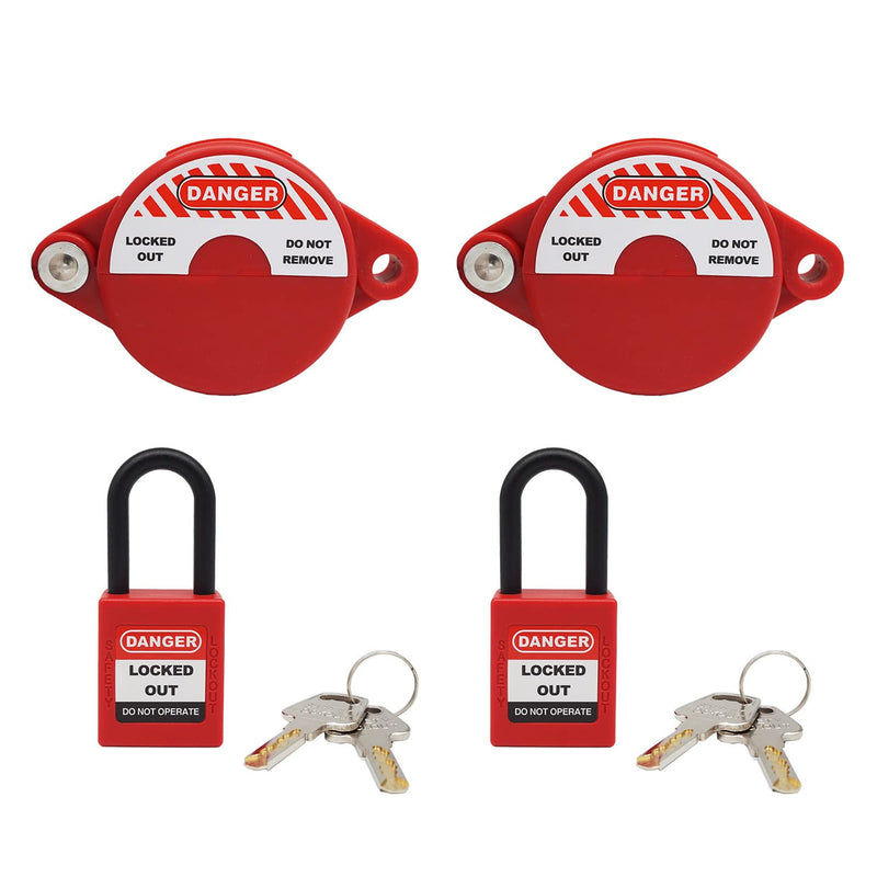 [Australia - AusPower] - Gate Valve Lockout with Safety Padlock for Water Spigot Faucet Locks Outdoor Petroleum Gas 1 to 2-1/2 Inch Lock Out Device 2 Pack 
