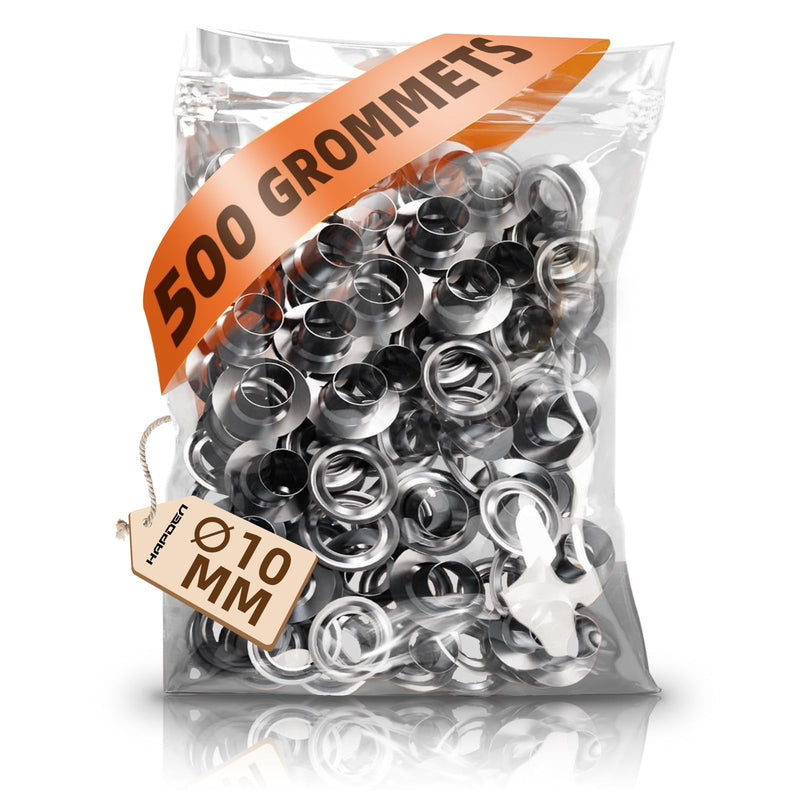 HAPDEN 3/8 Inch Grommets for Grommet Tool, 10mm Grommet Tool Kits,500 Sets Grommet Refill for Grommet Kit