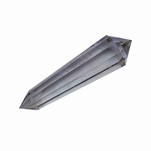 7cm 12 Sided Facet Smokey Crystal Vogel Smoky Double Terminated Wands Rock Quartz Point Reiki Healing Stone DT for Spiritual Meditation Energy Generator Gemstone Stick Cristal Wond for Chakra Gift