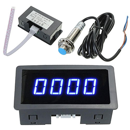 [Australia - AusPower] - Car Blue 0.56 LED Display 4 Digital Tachometer RPM Speed Meter Hall Effect Proximity Switch Sensor NPN Kit 
