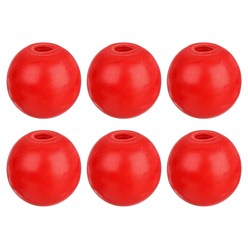 [Australia - AusPower] - 6Pcs Threaded Ball Knobs, M8 Female Thread Thermoset Ball Knob 1.18" Dia Red Round Operation Ball Handles with Thread Iron Insert for Machine Handle Tool Replacement 