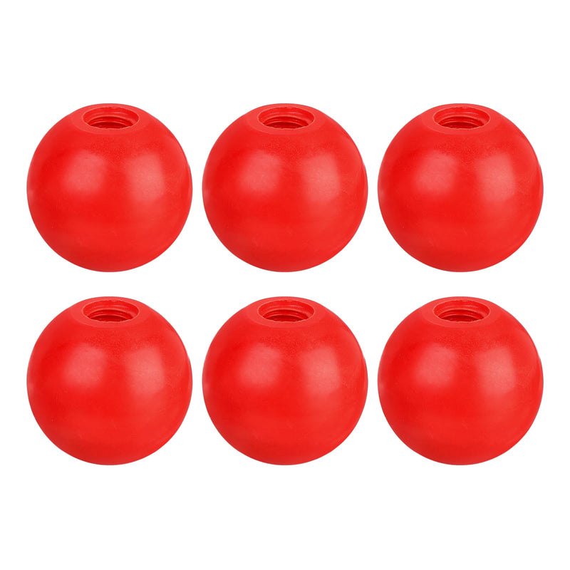 [Australia - AusPower] - 6Pcs Threaded Ball Knobs, M12 Female Thread Thermoset Ball Knob 1.57" Dia Red Round Operation Ball Handles with Thread Iron Insert for Machine Handle Tool Replacement 