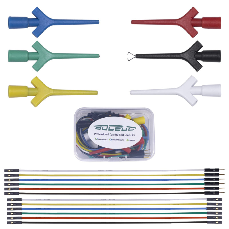 [Australia - AusPower] - Test Lead Set, Mini Grabber Test Hook Clips Silicone Jumper Wires Cable for Logic Analyzer Electrical Testing, 60 V, 3A(6 Colors 18PCS) 