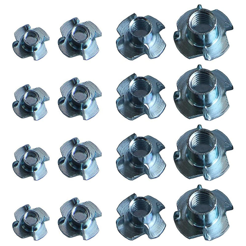 [Australia - AusPower] - T Nut 4 Pronged Zinc Plated Steel T-Nut Wood Tee Blind Nut T-Nut Threaded Insert Heavy Duty for Wood, Rock Climbing Holds, Cabinetry ect. M4M5M6M8M10 110Pcs 