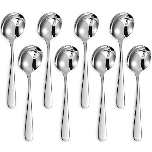 KEAWELL Premium Louise 8-Piece 7-Inch 18/10 Stainless Steel Soup Spoons (8)