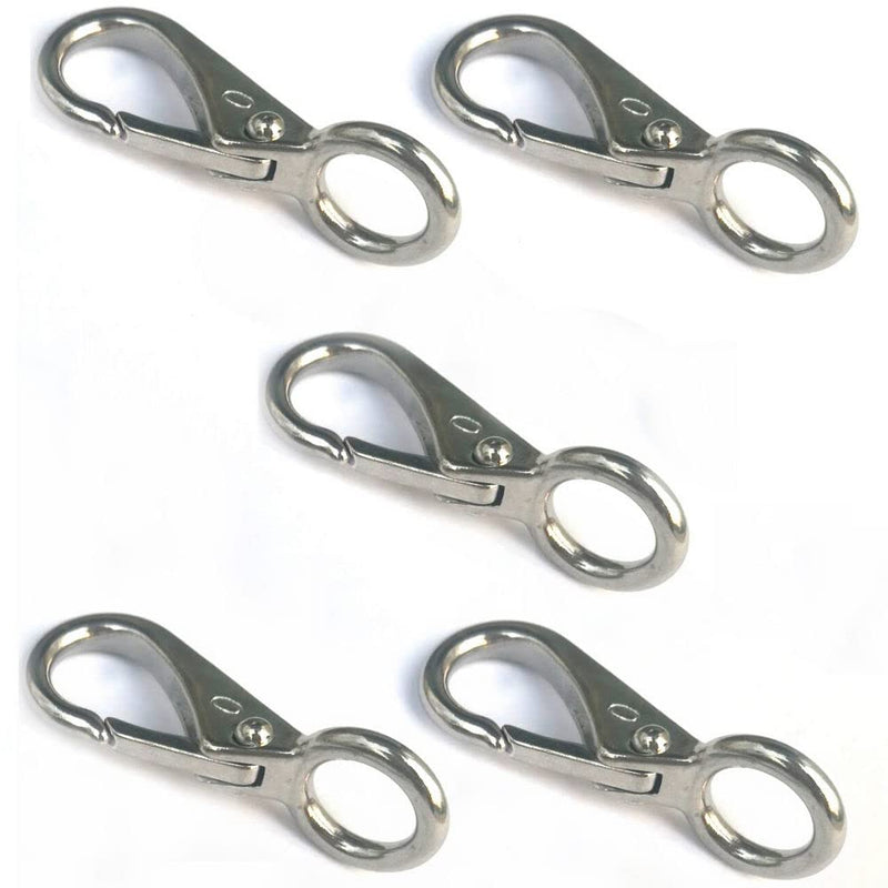 [Australia - AusPower] - Stainless Steel 316 Fixed Snap Hook 0# Spring Loaded Fixed Eye Hook Marine Rigging,5 Pieces 