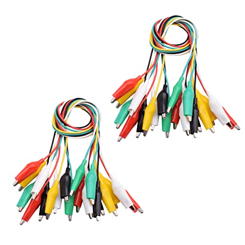 Hailege Alligator Clips Wire Alligator Test Leads Length 20.5 Inch for Circuit Connection Electronic Testing Experiments Electronics DIY Two Bundles Five Colors Pack of 20