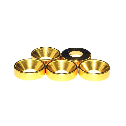 Alextend gold M6 countersunk flat washers, 50-piece alloy aluminum screw gasket set