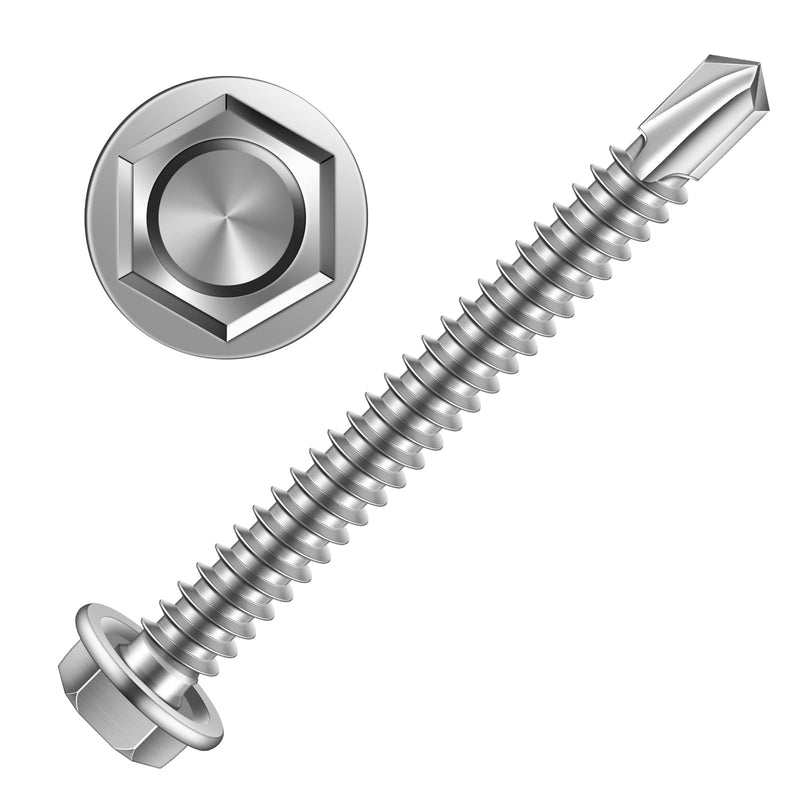 [Australia - AusPower] - #10 x 3" (1/4" to 3" Available) Hex Washer Head Self Drilling Sheet Metal Screws with Drill Point, Stainless Steel 410, 50 PCS #10 x 3" 