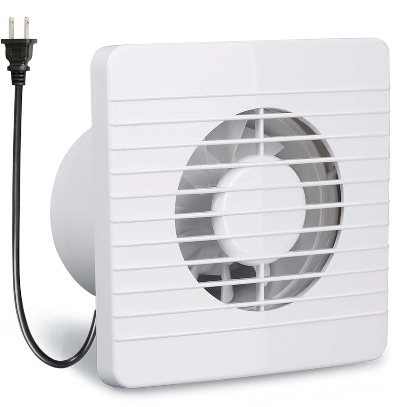 4 Inch Exhaust Fan, Wall Mount Extractor | Plug-in Louvers Window Extractor, Anti-backflow Check, For Toilet, Office, Kitchen, Bathroom 4-INCH 10W 55CFM White Grilles