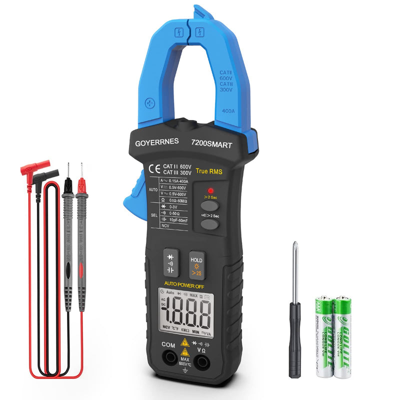 [Australia - AusPower] - Digital Clamp Multimeter,TRMS 6000 Counts Clamp-on Avometer AC DC Voltage Current DMM Test Meter, Auto Range Ammeter Measure Resistance Capacitance Diode Continuity NCV 