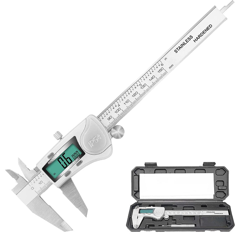 [Australia - AusPower] - Digital Caliper, 6 inch Caliper Extreme Accuracy Measuring Tool with Stainless Steel, IP54 Waterproof Protection Design, Inch Metric Fraction Switch for Daily and Professional Use 
