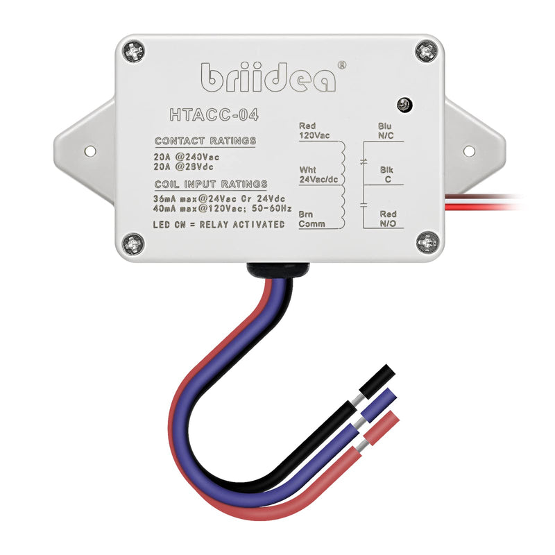 [Australia - AusPower] - Enclosed Power Control Relay, Briidea 20 Amp SPDT Power Relay with 24 VAC/DC/120 VAC Coil, Compatible with HVAC, Temperature Controller Switches 