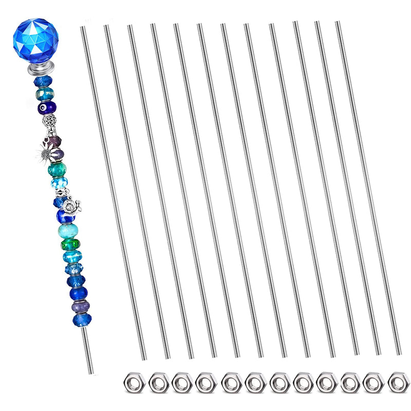 [Australia - AusPower] - 24pcs 8/32 Inch 4mm Threaded Rods with Hex Nuts M4 12 Inch 304 Stainless Steel Fully Rod Threaded, 12 Pcs Right Hand Threads &12 Pcs Hex Nuts for Beaded Garden Stake Rods (300MM) 12inch(24pcs) 