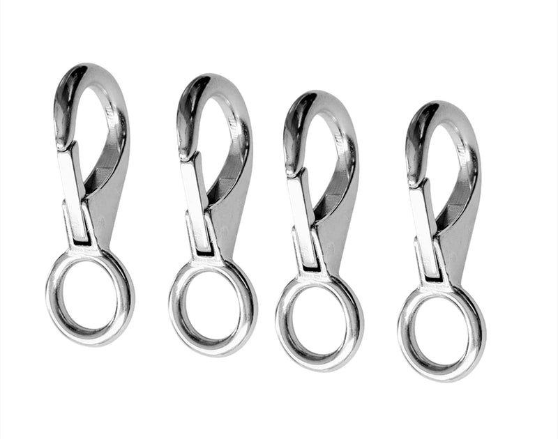 [Australia - AusPower] - 2/4Pcs Heavy Duty Stainless Steel 316 Spring Snap Hook Fixed Eye Clip Carabiner Marine Clip Dock Hardware Accessories 3# 4Pack 