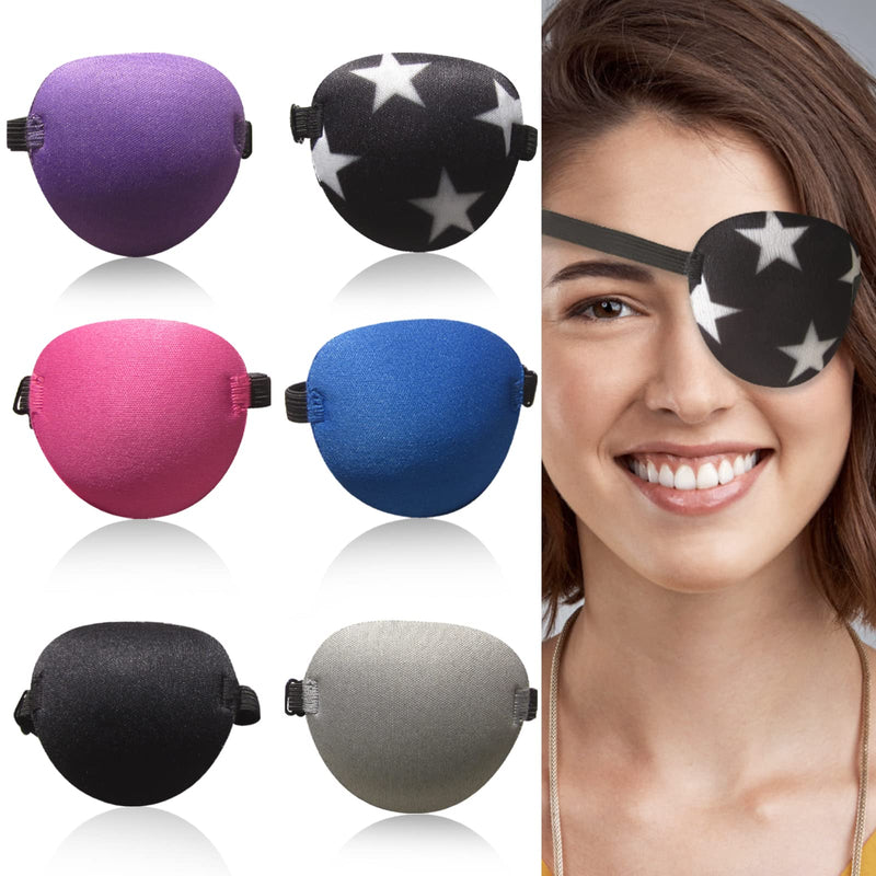 [Australia - AusPower] - 6PCS Eye Patch, Adjustable Soft Eye Patches for Adults and Kids,Medical Eyepatch,Amblyopia Lazy Eye Patches for Left or Right Eyes, 6 Colors 