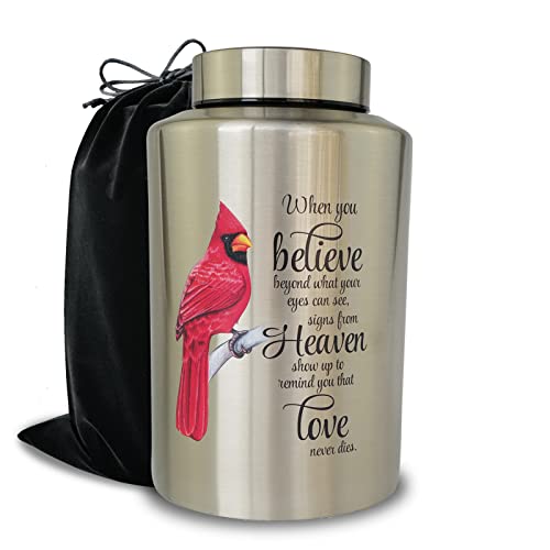 CHIEMOT Large Cremation Urns for Human Ashes, for Adult Female & Male 220 lbs - Standard Cardinal