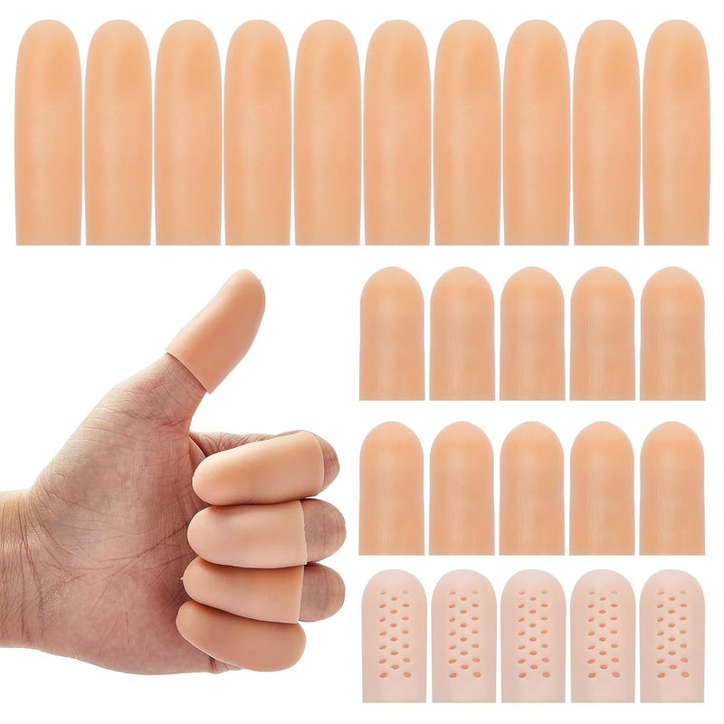 [Australia - AusPower] - Gel Finger Cots, Silicone Finger Protectors, Fingertip Bandages Band-aids for Dry Skin, Cracked Fingertip Treatment,Thumb Protector Covers for Hand Eczema Finger Arthritis (20pcs) 