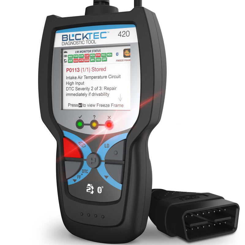 [Australia - AusPower] - BLCKTEC 420 Bluetooth OBD2 Scanner Diagnostic Tool - Vehicle Code Reader for Car - Clears Check Engine Light - Comes with Premium OBD App On IOS & Android - Works For All Cars 1996 & Newer Screen Size 1.8" 