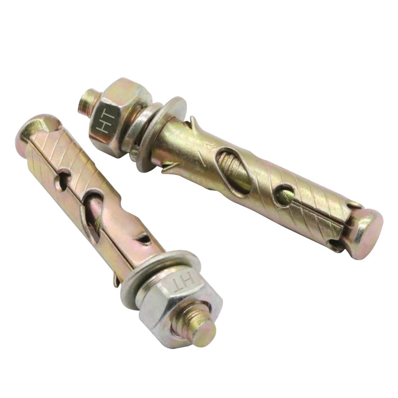 [Australia - AusPower] - 1/4" x 2 inch Carbon Steel Antiskid Sleeve Anchor, zinc Plated Non-Slip Expansion Anchors for Concrete Base Wall Furniture (10 pcs) 1/4x2 inch 10 