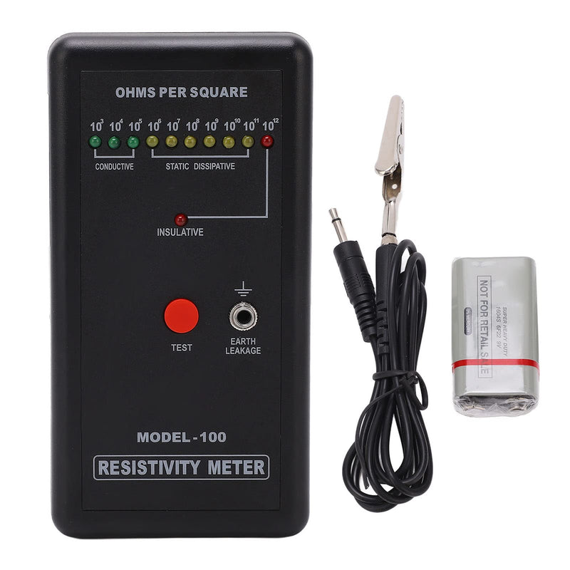 [Australia - AusPower] - Portable Handheld Surface Resistance Tester – Surface Resistivity Meter with Automatic Range & LED Display, Precise Static Detector for Antistatic Coatings & Fabrics, Measures Humidity 5%-90% RH 