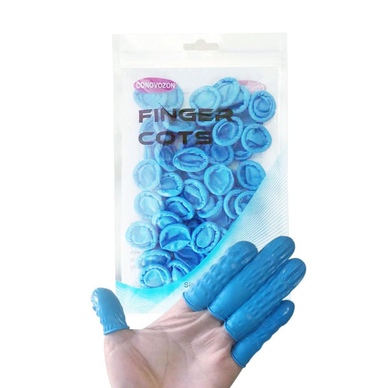 [Australia - AusPower] - Medium Disposable Nitrile Finger Cots, Anti-Static Non-allergenic Finger Protectors,Suitable for Beauty, Cleaning, Massage,Electronic Repair 100 pcs (Blue) Blue 