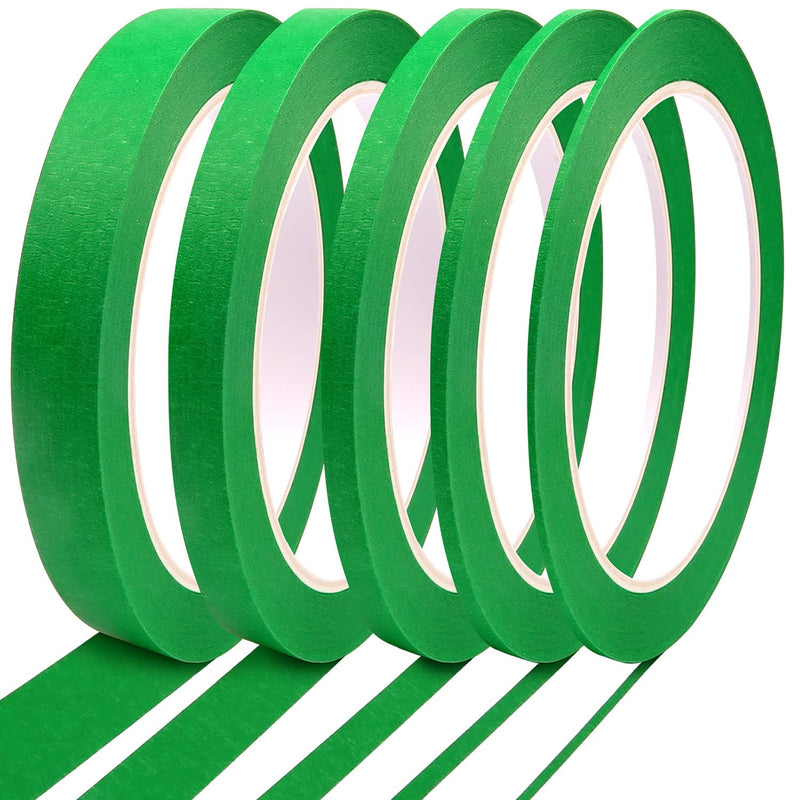 [Australia - AusPower] - 5 Rolls Pinstripe Tape - Masking Tape 1/16", 1/8", 1/4", 1/2", 3/4" - Thin Painters Masking Automotive Tape for DIY, Car, Auto, Paint, Art, Tumblers (Green) Green 