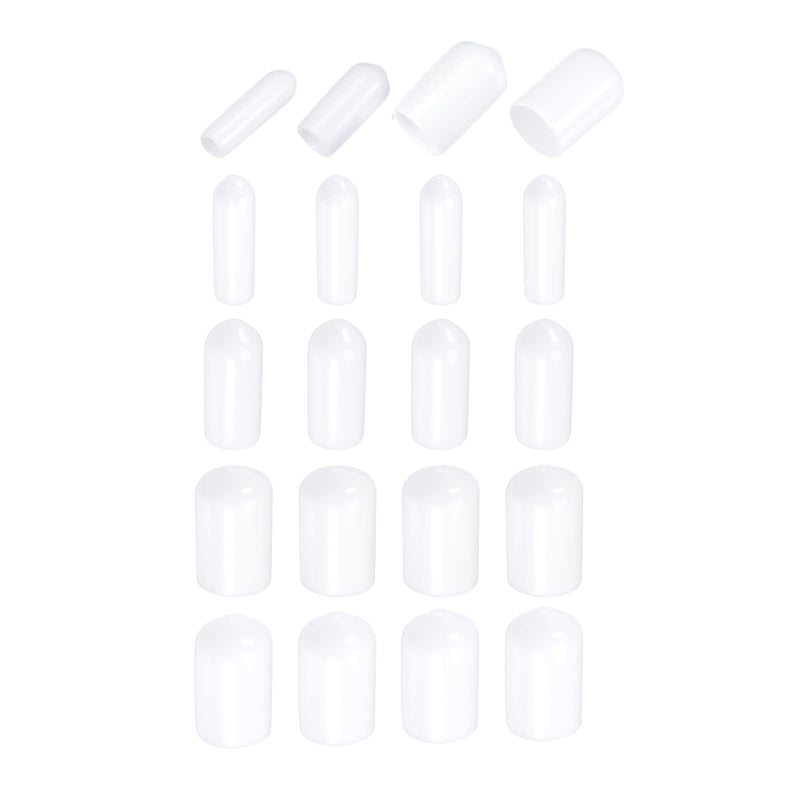 [Australia - AusPower] - DMiotech 40 Pack 1/8" 1/4" 3/8" 1/2" ID White Screw Thread Protectors Rubber End Caps Bolt Covers for Screw Bolt Furniture Pipe 