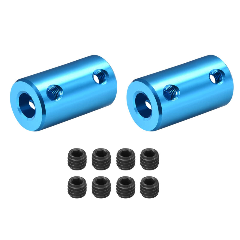 [Australia - AusPower] - DMiotech 2 Pack 1/4-1/4 inch Bore L25XD14 Rigid Coupling Shaft Coupling Joint Connector w Screws Aluminum Alloy Motor Shaft Connector for 3D Printer Blue 