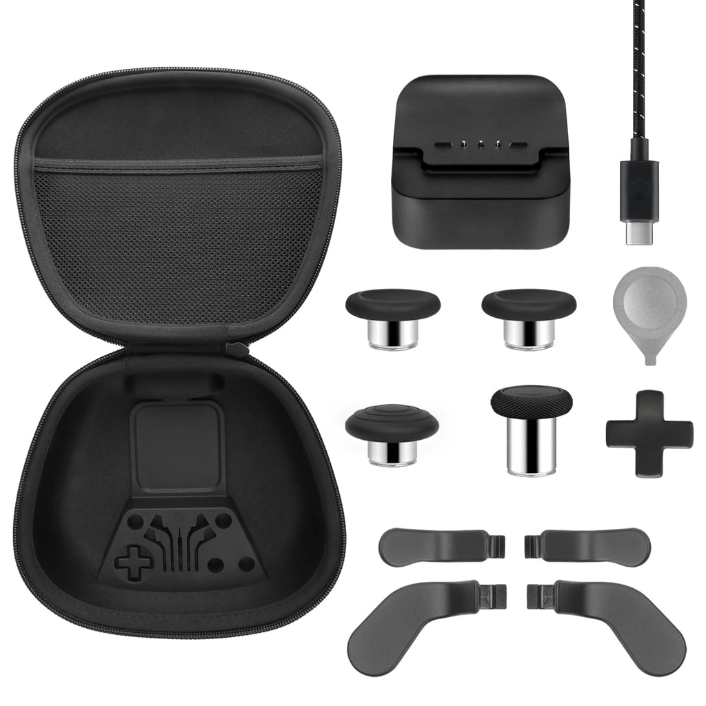 [Australia - AusPower] - Complete Component Pack for Xbox Elite Controller Series 2 - Accessories Includes 1 Carrying Case, 1 Charging Dock, 4 Thumbsticks, 4 Paddles and 1 Adjustment Tool black 